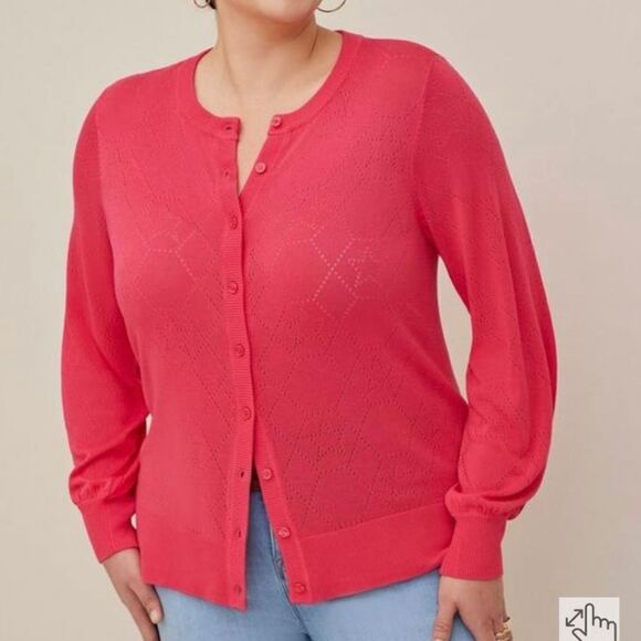 Torrid  Pointelle Button Down Sweater Cardigan sz 2 - Picture 1 of 6